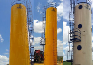 Caixa D'água Tipo Taça Metálica Coluna Seca em Duque de Caxias RJ Reservatório Para Combustível Aéreo Horizontal Com Bomba 230V e Módulo Para Abastecimento Com Bacia de Contenção