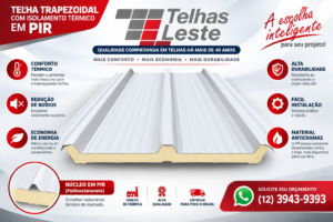 Telha Trapezoidal PIR Rio de Janeiro RJ Com Isolamento em PIR Cor Branca Termoacústica Sanduíche Pintada Preço | TELHAS LESTE