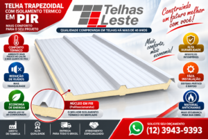 Telha Trapezoidal PIR Rio de Janeiro RJ Com Isolamento em PIR Cor Branca Termoacústica Sanduíche Pintada Preço | TELHAS LESTE Cor Branca Termoacústica Sanduíche Pintada Preço Cor Branca Termoacústica Sanduíche São José dos Campos Guarulhos Bertioga Mogi das Cruzes Ubatuba Sumaré Jacareí São Paulo Capital SP Com Isolamento em